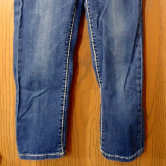 LA IDOL Jeans Sz 0 26x 20 Flap Fleur pocket Bling Dark wash Crop Capri Designer - Picture 11 of 12